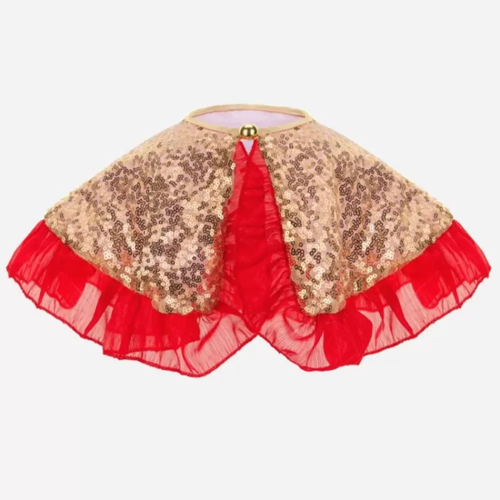 Hot Red And Gold Sequin Cape Costumes