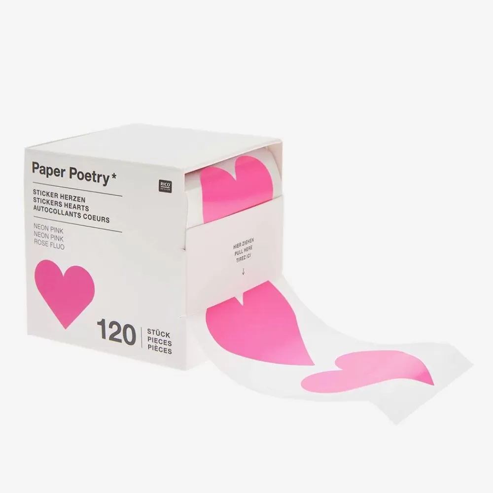 Store Roll Of Fuchsia Heart Stickers Stickers And Stickers