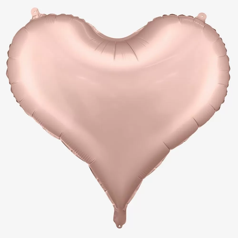 Store Rose Gold Satin Heart Balloon Shaped Helium Balloons