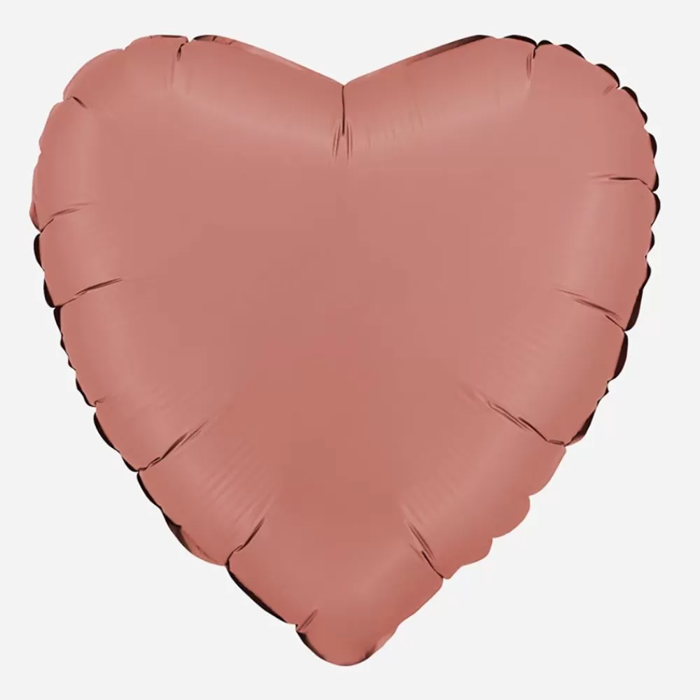 Sale Rose Gold Satin Heart Balloon Shaped Helium Balloons