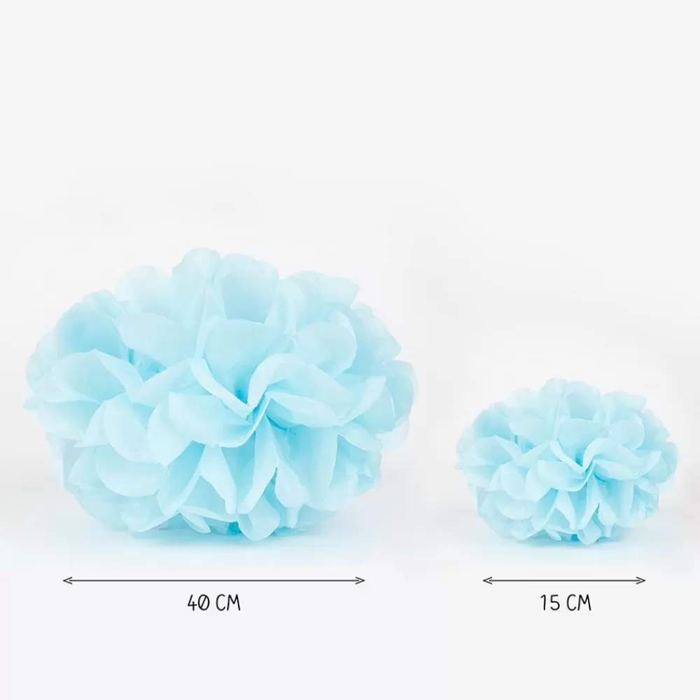 Fashion Satin Pompom - Sugared Blue Paper Lanterns & Suspensions