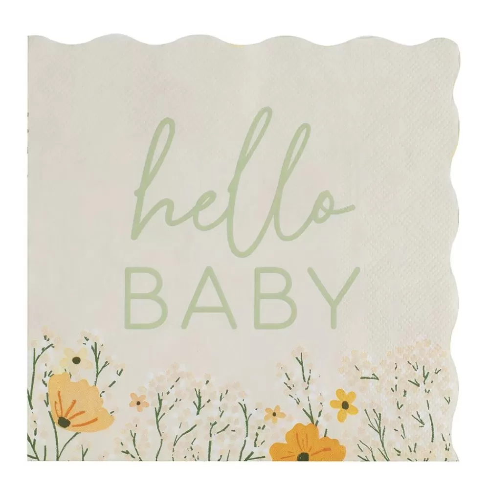 Flash Sale Serviettes En Papier : 16 Serviettes Hello Baby Napkins