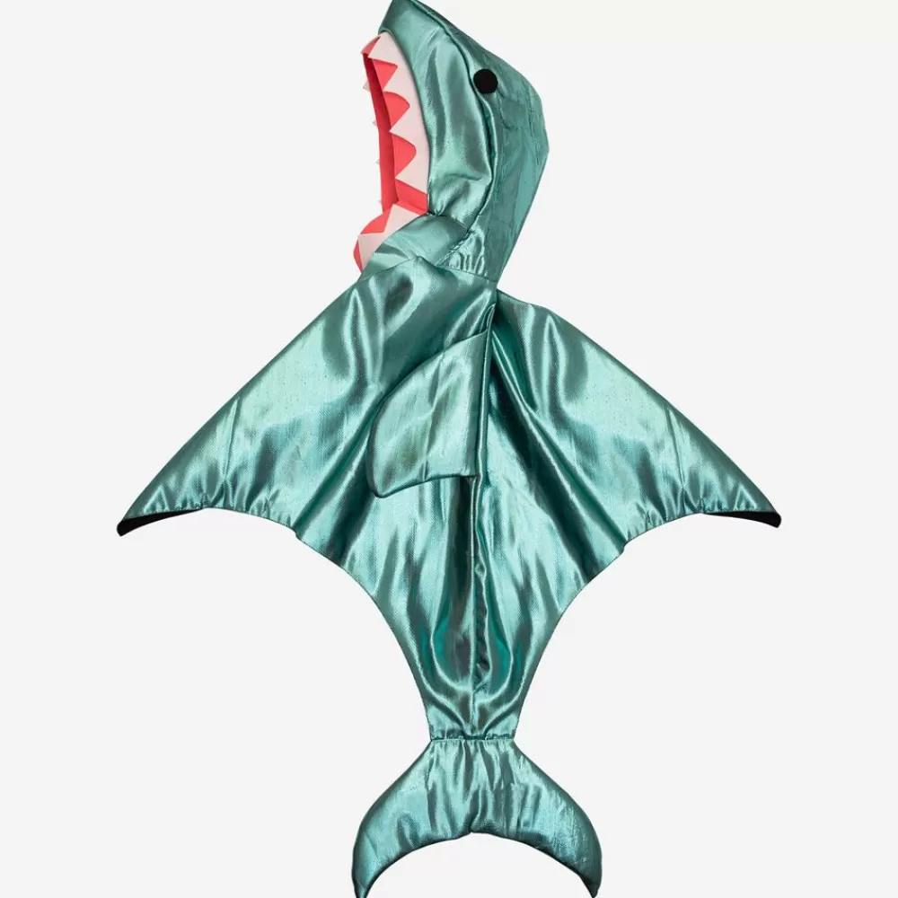 Shop Shark Costume: Metallic Blue Lined Cape With Hood Costumes