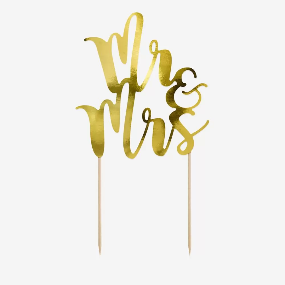 New Wedding - Topper Mr And Mrs Gold Cake Toppers