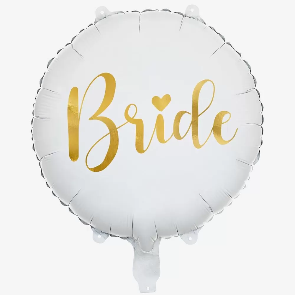 Hot White And Gold Bride Balloon Shaped Helium Balloons