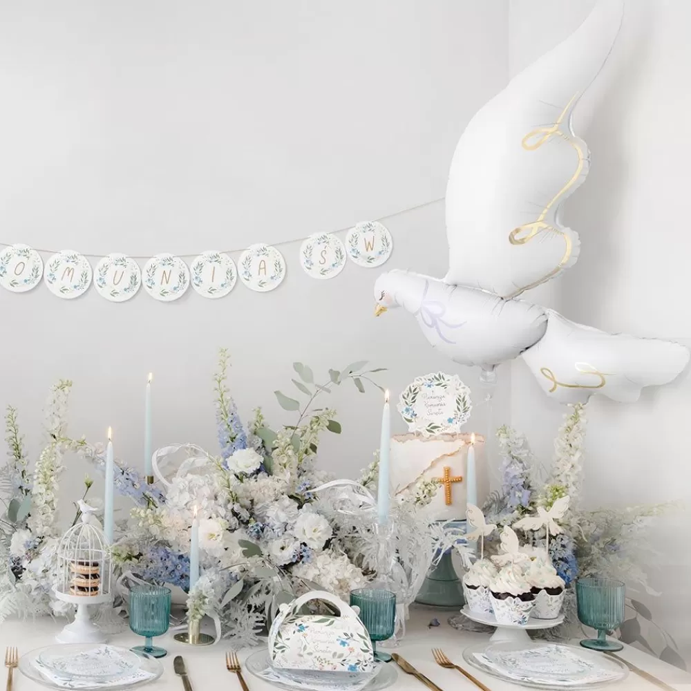 Clearance White And Gold Dove Balloon Shaped Helium Balloons