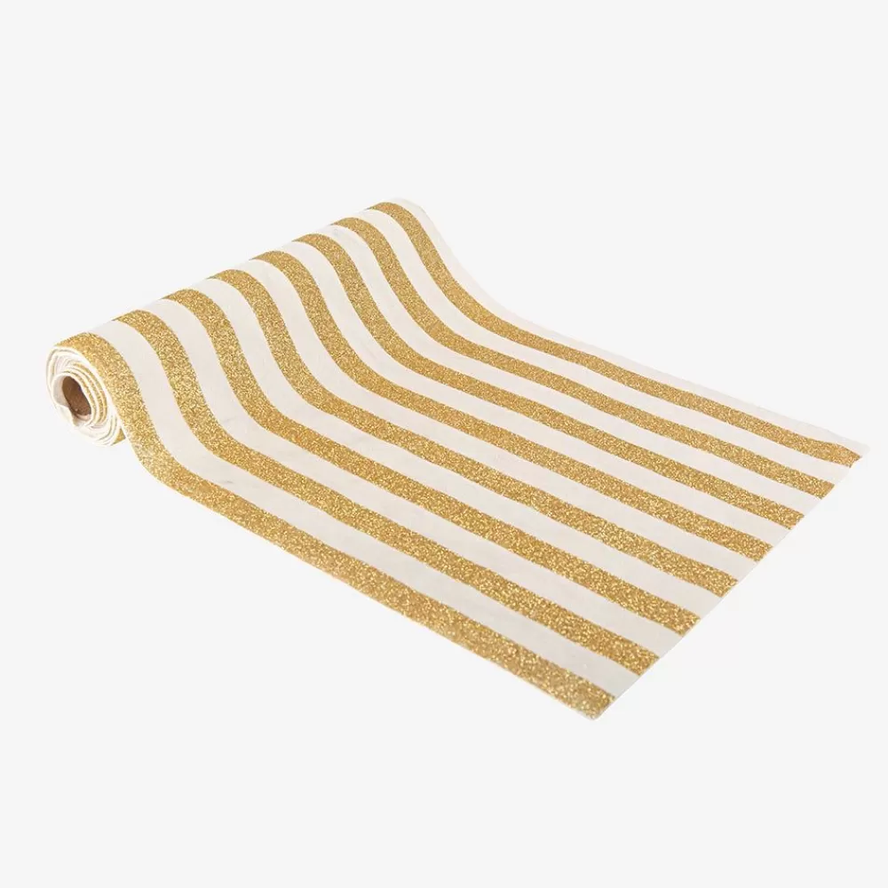 Sale White And Gold Velvet Table Runner Tablecloths & Table Runners