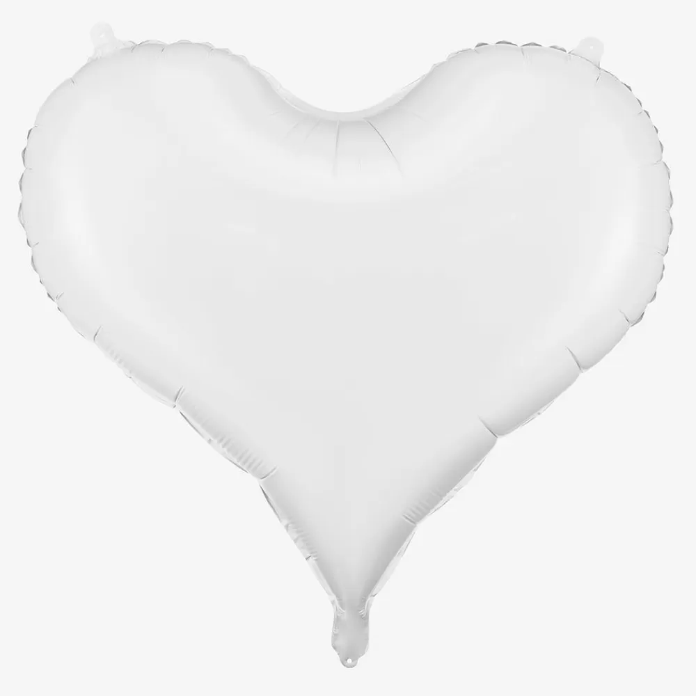 Store White Satin Heart Balloon Shaped Helium Balloons