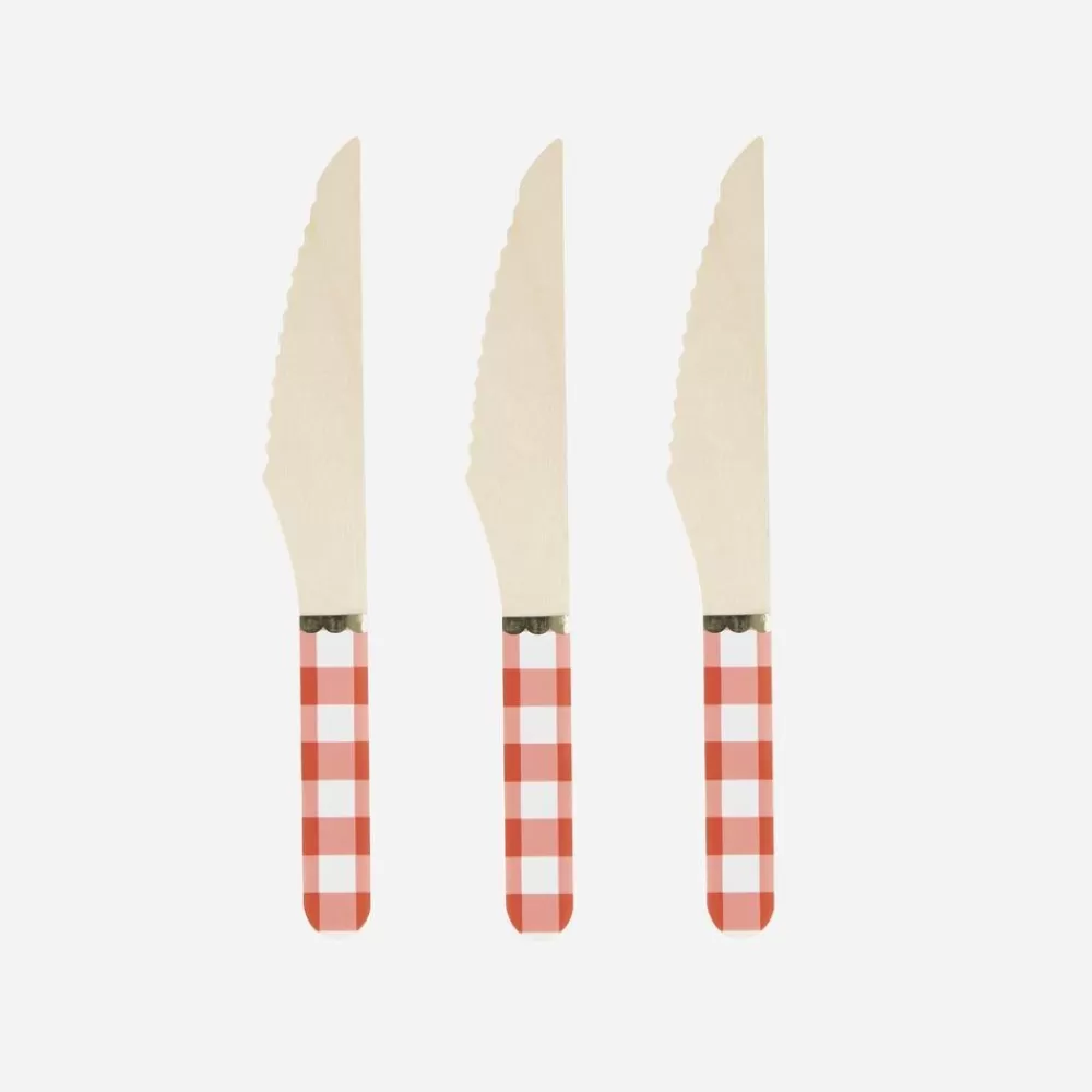 Shop Wooden Cutlery: 8 Gingham Knives Covered