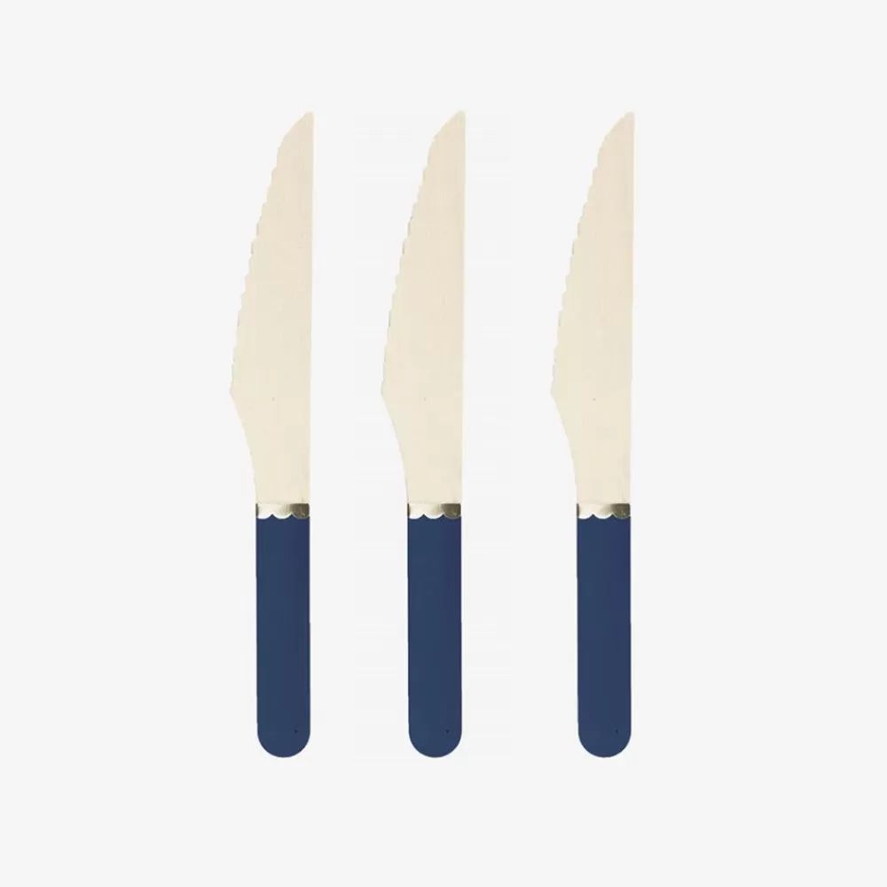 Best Sale Wooden Cutlery: 8 Navy Blue Knives Vaisselle Unie