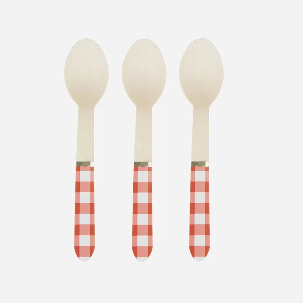 Flash Sale Wooden Cutlery: 8 Small Gingham Spoons Covered