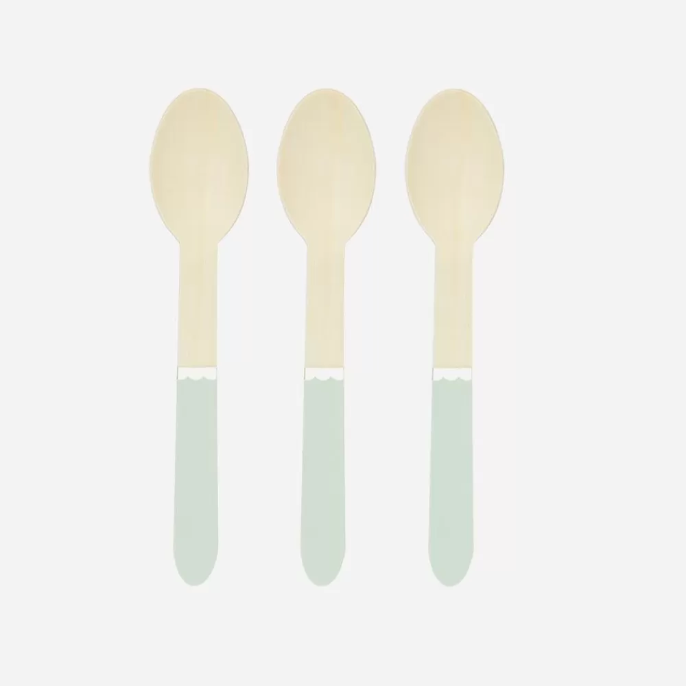 Best Wooden Cutlery: 8 Small Pastel Green Spoons Vaisselle Unie