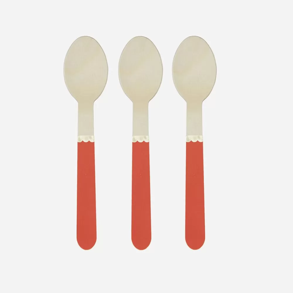 Best Sale Wooden Cutlery: 8 Small Red Spoons Vaisselle Unie