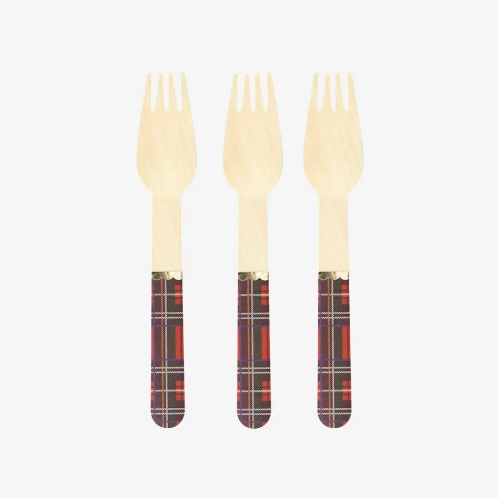 Best Sale Wooden Cutlery: 8 Tartan Forks Covered