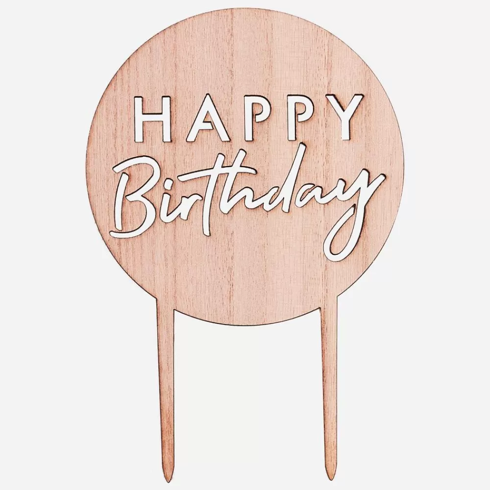 Flash Sale Wooden Happy Birthday Topper Cake Toppers